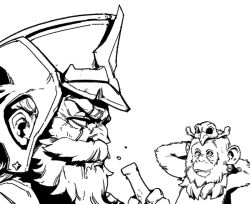 Rule 34 | 1boy, animal, beard, character request, facial hair, from side, gangplank (league of legends), greyscale, hat, holding, league of legends, monkey, monochrome, no pupils, phantom ix row, profile, scar, scar on face, simple background, solo, white background