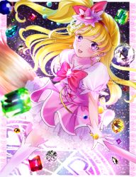 Rule 34 | 1girl, 2021, :d, blonde hair, blurry, blurry foreground, blush, boots, bow, bow hairband, bowtie, broom, broom riding, cure miracle, dated, earrings, floating hair, gloves, hair bow, hair ornament, hairband, happy birthday, hat, heart, heart hair ornament, high-waist skirt, highres, jewelry, knee boots, layered skirt, long hair, magic circle, mahou girls precure!, minccino7, mini hat, miniskirt, open mouth, pink headwear, pink skirt, precure, purple eyes, red bow, red bowtie, red hairband, shirt, short sleeves, side ponytail, skirt, smile, solo, swept bangs, very long hair, white footwear, white gloves, white shirt, witch hat
