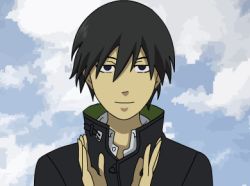 Rule 34 | 1boy, animated, animated gif, artist request, black hair, clapping, congratulations, darker than black, drawfag, hei (darker than black), lowres, male focus, neon genesis evangelion, parody, solo, source request, upper body