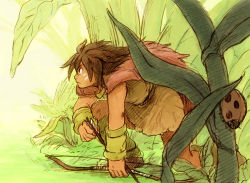 Rule 34 | 10s, 1boy, arrow (projectile), bow (weapon), brown hair, bug, cape, facepaint, full body, grass, insect, karigurashi no arrietty, ladybug, male focus, mini person, miniboy, nature, outdoors, plant, solo, spiller, studio ghibli, weapon, yuza
