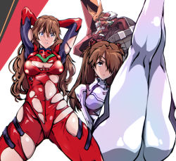 Rule 34 | 2girls, age progression, ass, blue eyes, bodysuit, curvy, dual persona, eva 02, evangelion: 3.0+1.0 thrice upon a time, evangelion: 3.0 you can (not) redo, eyepatch, hair down, hair over one eye, hairpods, huge ass, interface headset, kamisimo 90, legs, legs up, long hair, looking at viewer, mecha, multicolored bodysuit, multicolored clothes, multiple girls, multiple views, neon genesis evangelion, orange bodysuit, orange hair, pilot suit, plugsuit, rebuild of evangelion, red bodysuit, robot, shiny clothes, shiny skin, skin tight, souryuu asuka langley, torn bodysuit, torn clothes, wardrobe malfunction, white bodysuit, wide hips