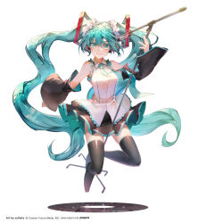 Rule 34 | 1girl, aqua eyes, aqua hair, aqua necktie, bare shoulders, black footwear, black skirt, black sleeves, closed mouth, collared shirt, commentary request, detached sleeves, full body, hatsune miku, highres, long sleeves, looking at viewer, necktie, pantyhose, pleated skirt, saihate (d3), shirt, simple background, skirt, sleeveless, sleeveless shirt, smile, solo, thighband pantyhose, tie clip, vocaloid, watermark, web address, white background, white shirt, wide sleeves
