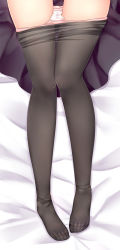 Rule 34 | 1girl, bad id, bad twitter id, bed sheet, black pantyhose, black skirt, clothes pull, commentary, from above, gochuumon wa usagi desu ka?, hoto cocoa, legs, lower body, panties, panty pull, pantyhose, pantyhose pull, pink panties, pleated skirt, rikatan, skirt, solo, toes, underwear