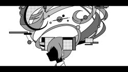 Rule 34 | 1girl, abstract, circle, collared shirt, commentary request, floating hair, from side, greyscale, halftone, hatsune miku, letterboxed, long hair, machigami yoh, monochrome, portrait, profile, rectangle, shapes, shirt, silhouette, simple background, solo, vocaloid, white background
