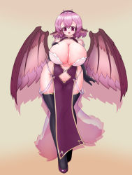 Rule 34 | 1girl, absurdres, animal ears, bare shoulders, bird wings, breasts, cleavage, clothing cutout, curvy, elbow gloves, gloves, hat, highres, huge breasts, looking at viewer, mystia lorelei, navel, navel cutout, pelvic curtain, pink eyes, pink hair, plump, revealing clothes, short hair, smile, solo, teji-ento, thighhighs, touhou, wide hips, wings