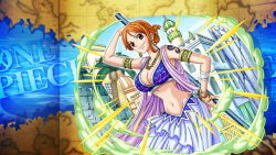 Rule 34 | 1girl, alabasta, breasts, cleavage, cloud, female focus, large breasts, looking at viewer, nami (one piece), navel, one piece, orange hair, outdoors, sky, solo, standing, tagme, tattoo