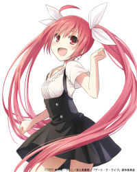 Rule 34 | 10s, 1girl, date a live, hair ribbon, itsuka kotori, konoe (vis9191), long hair, open mouth, red eyes, red hair, ribbon, solo, twintails, underbust, very long hair, white background, white ribbon