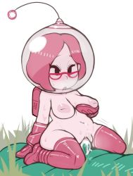 Rule 34 | 1girl, backpack, bag, black eyes, blush, boots, breasts, brittany (pikmin), bug, cum, cum in pussy, eyelashes, glasses, gloves, grass, heavy breathing, inverted nipples, large breasts, mini person, minigirl, navel, nintendo, nipples, nude, pikmin (series), pikmin 3, pink hair, plump, pussy, sagging breasts, sarikyou, sex, short hair, shortstack, solid oval eyes, spacesuit, thigh boots, thighhighs, uncensored, wide hips