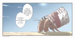 Rule 34 | beach, campbell&#039;s, can, cloud, english text, full metal jacket, hermit crab, no humans, original, outdoors, sand, shadow, sky, sun, tyrone