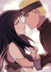 Rule 34 | blonde hair, couple, forehead protector, hime cut, husband and wife, hyuuga hinata, imminent kiss, karudoll, looking at another, naruto: the last, naruto (series), purple eyes, purple hair, uzumaki naruto, whiskers