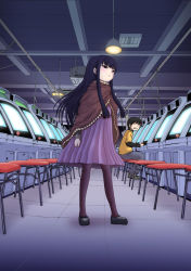 Rule 34 | 10s, 1boy, 1girl, arcade, arcade cabinet, arcade stick, chair, controller, game controller, high score girl, joystick, light, official art, official style, oono akira, pantyhose, playing, promotional art, serious, sitting, stool, yaguchi haruo