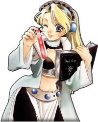 Rule 34 | 1990s (style), 1girl, alchemist, atelier (series), atelier marie, blonde hair, blue eyes, book, death, death note, death note (object), female focus, gust, long hair, lowres, magic, marie (atelier), note, notebook, one eye closed, ouse kohime, parody, retro artstyle, smile, solo, test tube, third-party edit, transparent background, wink