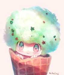 Rule 34 | 1boy, afro, artist name, bad id, bad pixiv id, baskin-robbins, blush, highres, looking at viewer, male focus, manino (mofuritaionaka), simple background, star (symbol)
