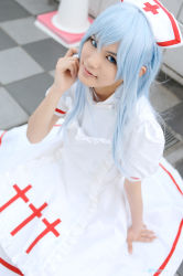 Rule 34 | blue hair, cosplay, kouno tooru, kouzuki suzuka, nurse, photo (medium), princess princess