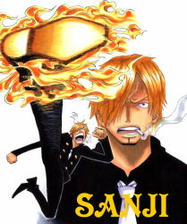 Rule 34 | 1boy, blonde hair, character name, facial hair, formal, goatee, hair over one eye, male focus, one piece, sanji (one piece), solo, suit, takatin