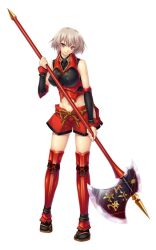 Rule 34 | armor, axe, battle axe, blonde hair, breasts, game cg, holding, holding weapon, japanese armor, japanese clothes, large breasts, lilith-soft, lowres, midriff, red eyes, sandals, shorts, socks and sandals, takeda shingen (sengoku makan), weapon, white background