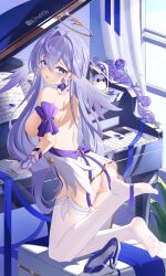 Rule 34 | 1girl, absurdres, aqua eyes, artist name, ass, bare back, bare shoulders, blue hair, blush, breasts, commentary request, detached sleeves, dress, earrings, gloves, hair between eyes, halo, head wings, highres, honkai: star rail, honkai (series), instrument, jewelry, jndfh, long hair, looking at viewer, medium breasts, nipples, open mouth, piano, pussy, robin (honkai: star rail), short sleeves, soles, solo, thighhighs, very long hair, white dress, white gloves, white thighhighs, wings