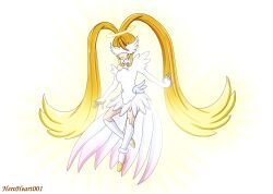 Rule 34 | amano nene (digimon xros wars), angel, angel girl, digimon, digimon (creature), fusion, halo, highres, lovelyangemon, mask, original, wings