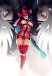 Rule 34 | 1girl, arc system works, bad id, bad tumblr id, black hair, boots, breasts, crop top, fingerless gloves, gloves, green eyes, guilty gear, guilty gear xx, guitar, hat, high-waist skirt, highres, i-no, instrument, large breasts, microskirt, nipples, optionaltypo, red hat, short hair, skirt, solo, speaker, thigh boots, thighhighs, underboob, wings, witch hat