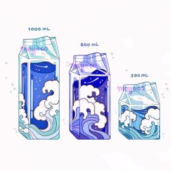 Rule 34 | artist name, carton, liquid, measurements, meyoco, no humans, original, see-through, simple background, sparkle, water, waves, white background