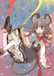 Rule 34 | 1girl, animal ears, capelet, chachi (azuzu), dress, female focus, jewelry, mouse ears, mouse tail, nazrin, pantyhose, pendant, red eyes, short hair, solo, tail, touhou, white pantyhose