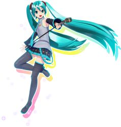 Rule 34 | 1girl, aqua eyes, aqua hair, aqua nails, aqua necktie, aqua skirt, black footwear, black skirt, black sleeves, black thighhighs, breasts, detached sleeves, drop shadow, female focus, full body, grey shirt, hatsune miku, highres, holding, holding microphone stand, long hair, looking at viewer, microphone, microphone stand, necktie, official art, open mouth, outstretched arm, petite, project diva (series), project diva mega39&#039;s, shirt, simple background, skirt, sleeveless, sleeveless shirt, small breasts, solo, thighhighs, transparent background, twintails, very long hair, vocaloid, zettai ryouiki