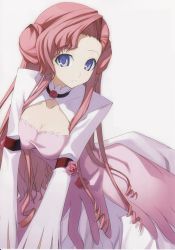 Rule 34 | 00s, 1girl, :d, arched back, armband, blue eyes, breast press, breasts, breasts squeezed together, choker, cleavage, cleavage cutout, clothing cutout, code geass, collarbone, double bun, doughnut hair bun, dress, drill hair, euphemia li britannia, flower, grin, hair bun, highres, large breasts, leaning forward, long hair, looking at viewer, open mouth, pink hair, rose, scan, scan artifacts, shingo (missing link), shirt, sidelocks, simple background, smile, solo, swept bangs, taut clothes, taut shirt, turtleneck, very long hair, wavy hair, white background, wide sleeves