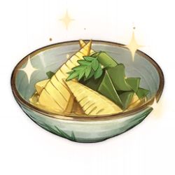Rule 34 | artist request, bamboo shoot, bowl, commentary, english commentary, food, food focus, game cg, garnish, genshin impact, leaf, lowres, no humans, official art, seaweed, simple background, soup, sparkle, still life, third-party source, transparent background