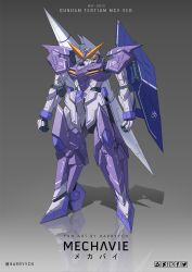 Rule 34 | character name, clenched hands, commentary, english commentary, green eyes, gundam, gundam build divers, gundam build divers re:rise, gundam tertium, gunpla, harryych, highres, holstered, lance, mecha, model kit, no humans, polearm, robot, solo, standing, weapon