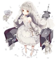 Rule 34 | 1girl, azur lane, bad id, bad pixiv id, bare shoulders, blunt bangs, blush, bouquet, bow, breasts, bridal veil, brown eyes, cannon, closed mouth, commentary request, detached sleeves, dress, flower, gloves, hand up, headpiece, highres, holding, holding bouquet, leg ribbon, long hair, long sleeves, looking at viewer, mole, mole under eye, petals, puffy long sleeves, puffy sleeves, ribbon, rose, see-through, shoes, silver hair, simple background, sleeveless, sleeveless dress, small breasts, solo, turret, veil, very long hair, wedding dress, white background, white bow, white dress, white flower, white footwear, white gloves, white ribbon, white rose, yukisame, z46 (azur lane)