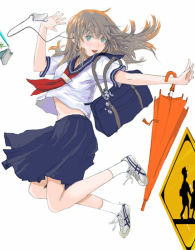 Rule 34 | 1girl, closed umbrella, fuyuno haruaki, school uniform, serafuku, solo, umbrella