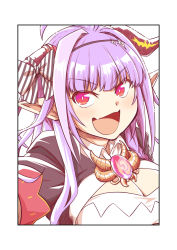 Rule 34 | 1girl, ahoge, alternate hair color, black hairband, black jacket, border, bow, braid, breasts, brooch, cleavage, cleavage cutout, clothing cutout, collared shirt, commentary request, diagonal-striped bow, dragon girl, dragon horns, fangs, gem, hairband, highres, hololive, horn bow, horn ornament, horns, jacket, jewelry, kiryu coco, kiryu coco (1st costume), large breasts, long hair, looking at viewer, nightcoat, open mouth, pointy ears, purple eyes, purple hair, shirt, side braid, sidelocks, single braid, skin fangs, slit pupils, solo, striped, striped bow, upper body, virtual youtuber, white border, white shirt