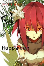 Rule 34 | 10s, 1girl, 2012, dragon, dragon girl, dragon tail, glowing, glowing eyes, horns, monster girl, new year, original, page (page1555), red eyes, red hair, short hair, solo, tail
