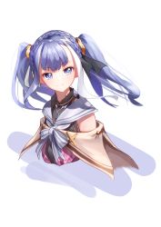 1girl atelier_(series) atelier_ryza atelier_ryza_2 bow braid capelet closed_mouth crown_braid hair_ornament halterneck highres long_hair looking_at_viewer patricia_abelheim purple_eyes purple_hair sailor_collar solo spica_(starlitworks) striped_bow twintails upper_body white_sailor_collar