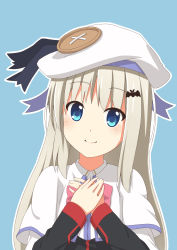Rule 34 | 1girl, absurdres, bad id, bad pixiv id, blue eyes, cape, dacchi, hat, highres, little busters!, long hair, noumi kudryavka, school uniform, silver hair, smile, solo