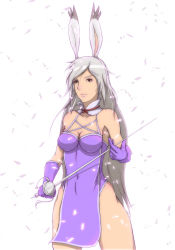 Rule 34 | 1girl, animal ears, dress, female focus, fencer, final fantasy, final fantasy tactics a2, final fantasy tactics advance, highres, rabbit ears, rapier, simple background, solo, sword, viera, weapon, white background