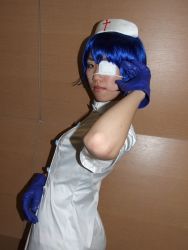 Rule 34 | cosplay, eyepatch, gloves, ikkitousen, nurse, photo (medium), ryomou shimei, ryomou shimei (cosplay), sakura marimo, thighhighs