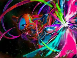 Rule 34 | attack, creatures (company), deoxys, deoxys (normal), energy, energy beam, expressionless, game freak, gen 3 pokemon, looking at viewer, mythical pokemon, nintendo, no humans, pokemon, pokemon (creature), py-2, reaching, reaching towards viewer, simple background, solo, space, tentacles