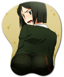 Rule 34 | 1boy, androgynous, ass, ass focus, ass mousepad, bad id, bad pixiv id, black hair, blush, bob cut, fate/stay night, fate/zero, fate (series), from behind, green eyes, male focus, mousepad, mousepad (medium), short hair, sndokome, solo, sweat, trap, waver velvet