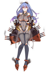 Rule 34 | 12cat, 1girl, anti-aircraft, anti-aircraft gun, blue hair, breasts, cannon, damaged, earrings, elbow gloves, gloves, grey thighhighs, hair ornament, helena (warship girls r), highres, jewelry, large breasts, leotard, lips, official art, radar, red eyes, simple background, solo, tears, thighhighs, torn clothes, torn leotard, torn thighhighs, turret, warship girls r, white background