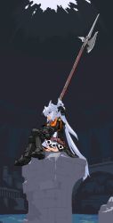 Rule 34 | mof, mof&#039;s silver haired twintailed girl, oekaki, original, silver hair, solo, tagme, weapon