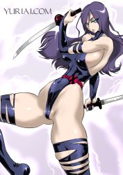 Rule 34 | 10s, 1girl, absurdres, breasts, dual wielding, highres, holding, large breasts, marvel, psylocke, solo, x-men, yuri ai