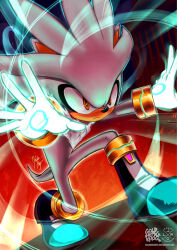 Rule 34 | 1boy, artist logo, furry, furry male, gloves, goldhedgehog, looking at viewer, magic, shoes, signature, silver the hedgehog, solo, sonic (series), watermark, web address, white gloves