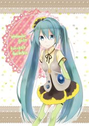 Rule 34 | 1girl, aqua eyes, aqua hair, bad id, bad pixiv id, bow, hair ornament, hatsune miku, long hair, project diva (series), project diva f, short sleeves, skirt, smile, solo, twinkledust, twintails, very long hair, vocaloid, weekender girl (vocaloid)