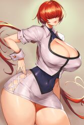 Rule 34 | 1girl, breasts, cleavage, gurimjang, highres, huge breasts, red hair, shermie (kof), snk, the king of fighters, thick thighs, thighs