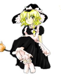 Rule 34 | black dress, blonde hair, broom, dress, embodiment of scarlet devil, hat, kirisame marisa, lowres, official art, solo, touhou, transparent background, witch, witch hat, zun (artist)