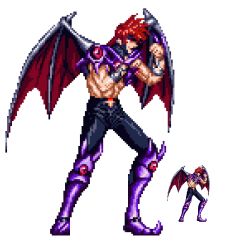 Rule 34 | 1990s (style), armor, bat wings, choujin gakuen gowcaizer, game, kash gyustan, male focus, pixel art, red hair, wings