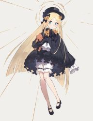 Rule 34 | 1girl, abigail williams (fate), black bow, black dress, black footwear, black hat, blonde hair, bloomers, blue eyes, blush, bow, brown background, bug, butterfly, closed mouth, dress, fate/grand order, fate (series), forehead, full body, hair bow, hat, highres, hugging object, insect, jehyun, long hair, long sleeves, looking at viewer, mary janes, orange bow, parted bangs, polka dot, polka dot bow, shoes, sleeves past fingers, sleeves past wrists, solo, stuffed animal, stuffed toy, teddy bear, underwear, very long hair, white bloomers
