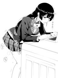 Rule 34 | 1girl, blazer, blush, bow, braid, breasts, computer, female focus, flying sweatdrops, french braid, greyscale, half-closed eyes, have to pee, highres, jacket, laptop, leaning forward, long hair, long sleeves, maanii, medium breasts, monochrome, nijisanji, open mouth, pee, peeing, peeing self, school uniform, shirt, simple background, skindentation, skirt, smile, solo, standing, steam, sweat, thighhighs, translation request, trembling, tsukino mito, tsukino mito (1st costume), typing, virtual youtuber, washing machine, white background