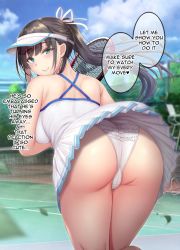Rule 34 | 1girl, ass, black hair, english text, gentsuki, highres, looking at viewer, smile, tagme